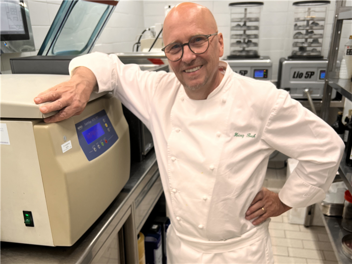 chef Heinz Beck in kitchen in 2025